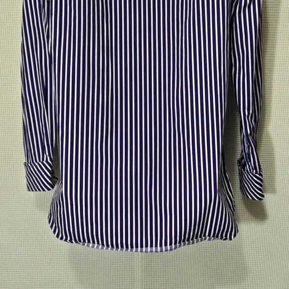 Tommy Hilfiger Button Up Shirt Womens 10 Purple White Striped Velvet LinedCollar - Picture 7 of 10